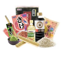 Набор для приготовления японских суши и роллов (продукты + циновка и палочки)