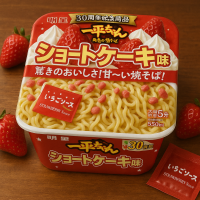 Якисоба "Ипей Тян"с клубникой и взбитыми сливками "Ночной рынок" Мойджо Myojo Foods, Япония, 112г