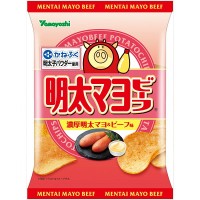 Картофельные чипсы со сливочным соусом Ментайко, с икрой трески, и говядиной Ямайоши Yamayoshi, 47 г, Япония